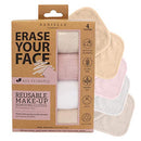 ERASE YOUR FACE Face Reusable Makeup Removing Cloths With Friendly Packaging By Danielle Enterprises 4 pack D50007, ECO, 1 Count ERASE YOUR FACE