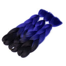 Ombre Jumbo Braiding Hair 24 inch Jumbo Braid Hair Extensions Jumbo Box Braids Crochet Hair Long for Women Kids DIY High Temperature Synthetic Fiber 2 Tones Black+ Dark Blue 3 Bundles Benehair