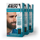 Just For Men Mustache & Beard, Beard Coloring for Gray Hair with Brush Included for Easy Application, With Biotin Aloe and Coconut Oil for Healthy Facial Hair - Deep Dark Brown, M-46, 3 Pack Just for Men