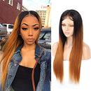 4x4 Lace Front Wig 100% Real Brazilian Hair Ombre 1B 30 Wig, Silky Straight Human Hair Wigs, 150% Density Lace Closure Wigs (18", 1B/30, Straight, 150% Density) ALISFEEL