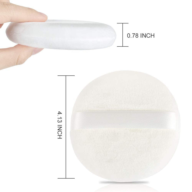 Teenitor 4 Inch Powder Puff, Ultra Soft Washable Large Round Velour Body Powder Puff Loose Powder Puff , 4 Pcs Teenitor