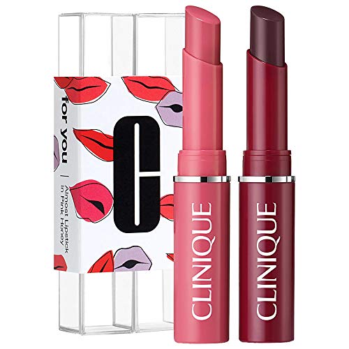 CLINIQUE For You, For Me shareable duo - Almost Lipstick Pink Honey & Black Honey .04oz/1.2g each Clinique