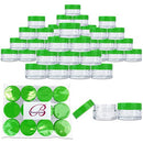 Beauticom 20 gram/20ml Empty Clear Small Round Travel Container Jar Pots with Lids for Make Up Powder, Eyeshadow Pigments, Lotion, Creams, Lip Balm, Lip Gloss, Samples (48 Pieces, Green) Beauticom