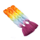 Jumbo Braiding Hair Ombre 24 inch Jumbo Braid Hair Extensions Rainbow Jumbo Box Braids Crochet Hair Long for Women Kids DIY High Temperature Synthetic Fiber 4 Tones Orange+ Yellow+ Blue+ Red 3 Bundles Benehair