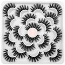 DYSILK 10 pairs 6D Mink Eyelashes Faux Mixed Volume Wispy Fluffy False Eyelashes Natural Look Eyelashes Makeup Long Dramatic Fake Eyelashes Pack Soft Thick Cross Reusable Lashes No Glue DYSILK