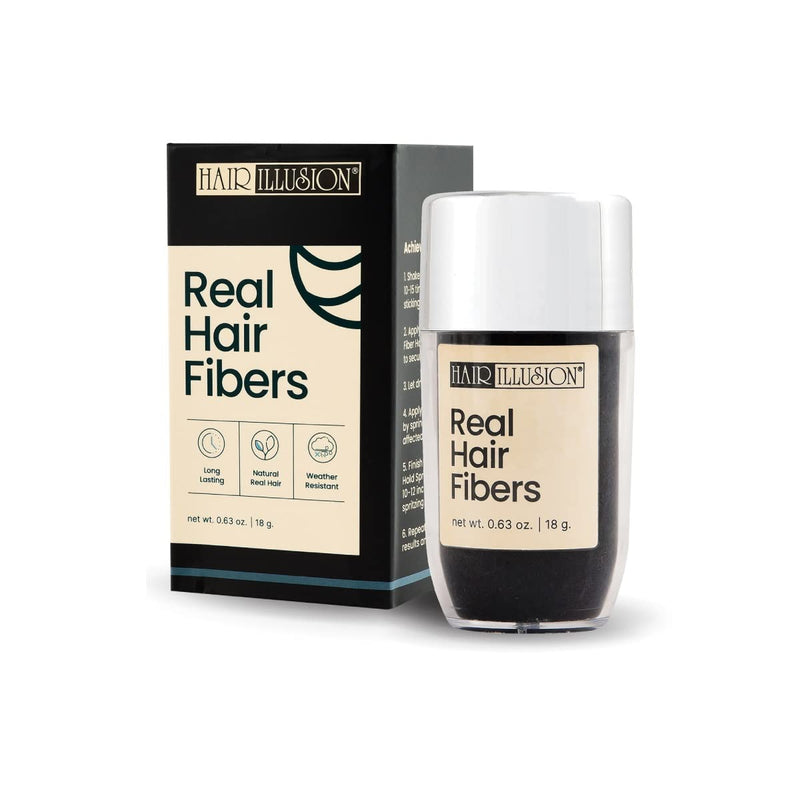 Hair Illusion 100% Natural Human Hair Fibers Not Synthetic for Men and Women, Premium Hair Building Formulation, Large, 38 g Bottle, Jet Black