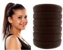 Styla Hair 6 Pack No Crease Hair Tie Brown Elastic Bands for Thick, Curly, Wavy Hair – Seamless No Slip, No Damage Design Ponytail Holders for Women & Men - Flexible Comfort for All Day Wear Great for High Impact Sports, Workouts & Exercise Styla Hair