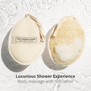 Bath Loofah Sponge, Exfoliating Body Scrubber, Shower Luffa for Men, Women and Kids Made of Eco-Friendly Natural Egyptian Loofah with Cotton Travel Pouch, 7" x 5.25" (2pack 4pcs) Infinity Warehouse
