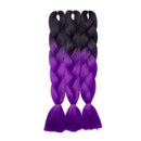 Ombre Jumbo Braiding Hair 24 inch Jumbo Braid Hair Extensions Jumbo Box Braids Crochet Hair Long for Women Kids DIY High Temperature Synthetic Fiber 2 Tones Black+ Purple 6 Bundles Benehair