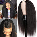 UNice Hair 10A Kinky Straight U Part Human Hair Wig for Black Women, Brazilian Remy Human Hair Glueless Full Head Clip in Half Wig 150% Density Natural Color (22inch) UNICE Store