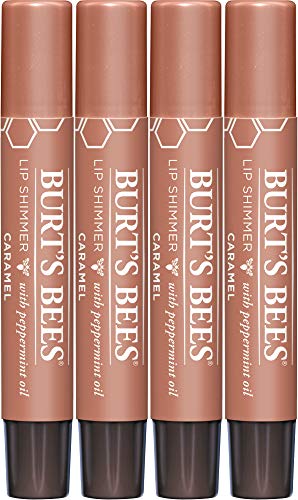 Burt's Bees Lip Balm, Moisturizing Lip Shimmer with Vitamin E & Coconut Oil, 100% Natural, Caramel, 0.09 Ounce (4 Pack) Burt's Bees