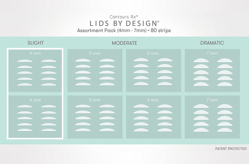 LIDS BY DESIGN (4mm) Eyelid Correcting Strips for Slight Lift, 80 count Contours RX
