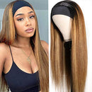 UNice Ombre Blonde Highlight Human Hair Headband Wigs for Black Women Brazilian Virgin Hair Glueless Brown mixed honey Blonde Streaks None Lace Front Straight Human Hair Wig T1B412 Colored 24 inch UNICE Store
