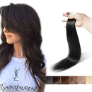 Benehair Seamless Tape in Hair Extensions Dark Black Remy Human Hair for Highlighted 16 inch Straight Professional Tape on Skin Weft Hair Extensions 16inch 30g/20pcs