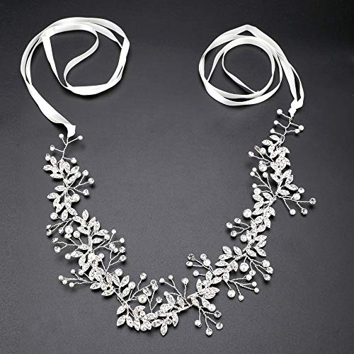 MA STRAP Handmade Crystal Rhinestones Headband Floral Headpiece Wedding Bridal Hair Accessories MA STRAP