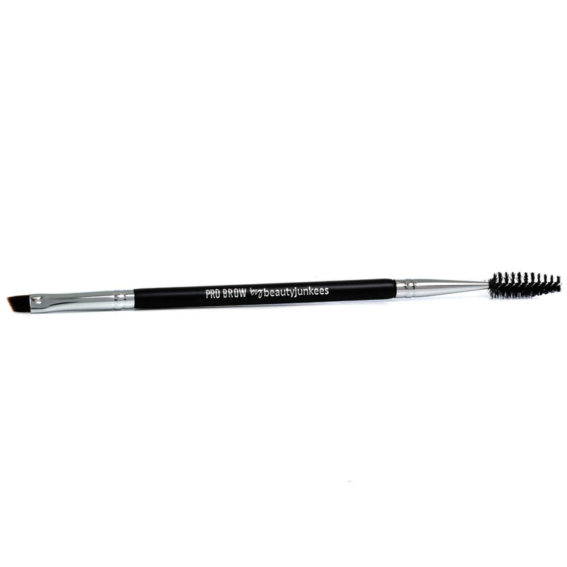 Angled Eyebrow Brush with Spoolie - Beauty Junkees Duo Eye Brow Brush and Comb with Firm Thin Angle for Filler, Tint, Liner, Definer, Shaper, Tamer, Cruelty Free Beauty Junkees