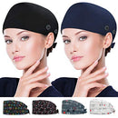 ABAMERICA Working Caps with Button and Sweatband, Adjustable Working Hats for Women Men, One Size(Tie Back or Toggle) (2 Pack: Tie Back-Black & Navy) ABAMERICA