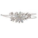 LUX ACCESSORIES Silvertone Glitter Flower Crystal Rhinestone Coil Headband LUX ACCESSORIES