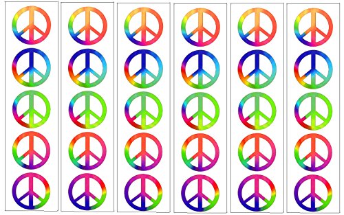 Rainbow Peace Symbol Sign Tattoos, 60's Hippie Party Favors PremiumTT temporary tattoos
