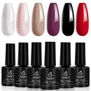Beetles Gel Nail Polish Holiday Set - Magic New Year 6 Colors Red Black Nude Gel Polish Kit Christmas Gift White Pink Glitters Nail Gel Polish Soak Off LED Gel Nail Kit Manicure DIY Home beetles Gel Polish
