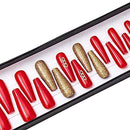 ALLKEM Royalty Red Extra Long Coffin Press on False Nails - 20 pcs Full cover Acrylic fake Nails 10 Sizes ALLKEM
