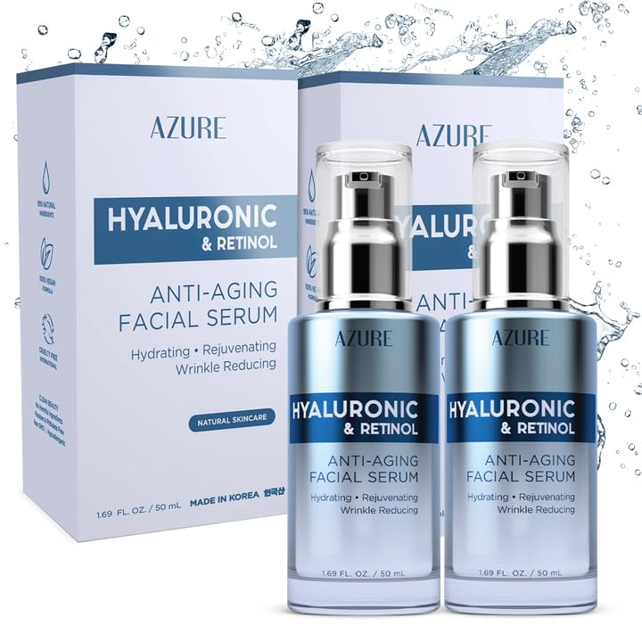 Azure Cosmetics Hyaluronic Acid Serum For Face - Ultra Hydrating, Dermatologist Tested, Anti-Aging Moisturizer for Dark Spots, Fine Lines & Wrinkles - Vegan, Clean Beauty, Korean Skin Care - 1.69 oz Infinity Warehouse