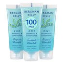 BERGMAN KELLY Travel Size Shampoo & Conditioner 2 in 1 (1 Fl Oz, 100 PK, Tropical Waterfall), Delight Your Guests with Invigorating and Refreshing Shampoo Amenities, Small Hotel Toiletries in Bulk BERGMAN KELLY