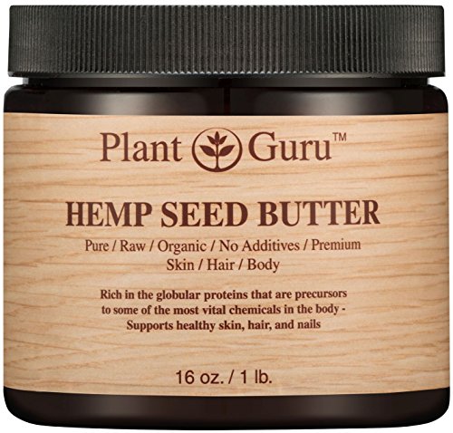 Hemp Seed Butter 16 oz. 100% Pure Raw Fresh Natural Cold Pressed. Skin Body and Hair Moisturizer, DIY Creams, Balms, Lotions, Soaps. Plant Guru