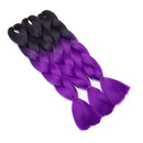 Ombre Jumbo Braiding Hair 24 inch Jumbo Braid Hair Extensions Jumbo Box Braids Crochet Hair Long for Women Kids DIY High Temperature Synthetic Fiber 2 Tones Black+ Purple 6 Bundles Benehair