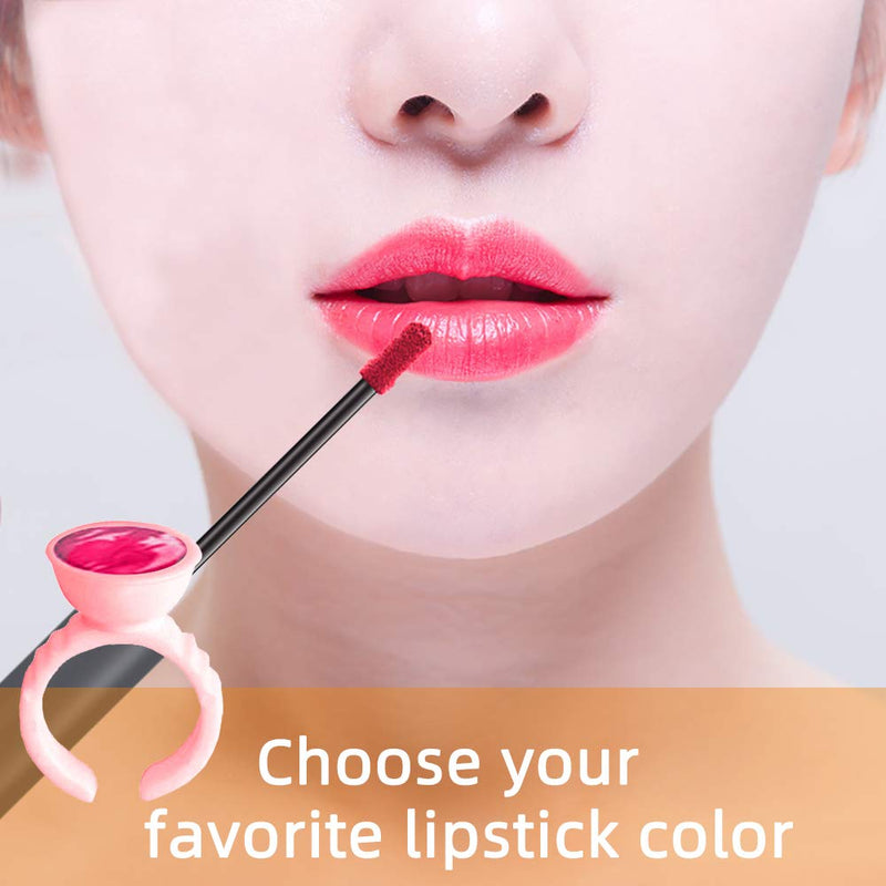 WINMIU 300PCS Disposable Tattoo Lash Glue Rings for Eyelash Extensions, Nail Art Plastic Glue Supplies Rings Cups Holder, Finger Hand Beauty Tools, Pigment Nail Eyelash Glue Ring Holders (Pink) WINMIU