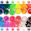 Matte - Rainbow Multicolored - Leaf Glitter - Sample Pack - Solvent Resistant & Cosmetic Grade - Festival Rave Makeup Face Body Nails Resin Arts & Crafts - Weed, Pot Electric Bliss Beauty
