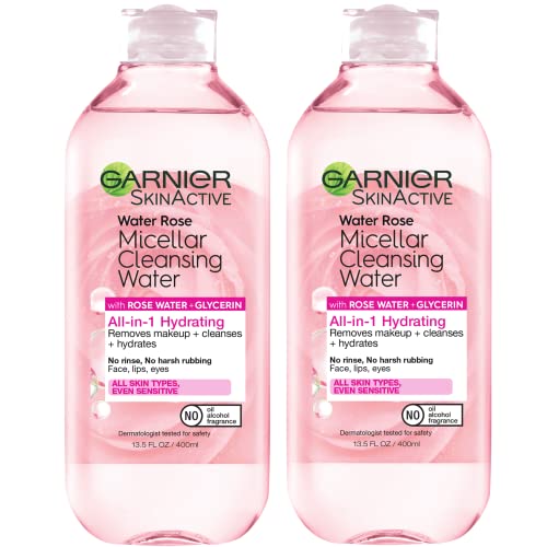 Garnier SkinCare Micellar Cleansing Water with Rose Water and Glycerin, 13.5 Ounce (Pack of 2) Water Rose Garnier SkinCare