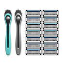Made For You by BIC Shaving Gift Set for Every Body - Men & Women, 2 Handles with 14 Cartridge Refills – 5-Blade Razors, Nickel & Teal, Kit Made For You