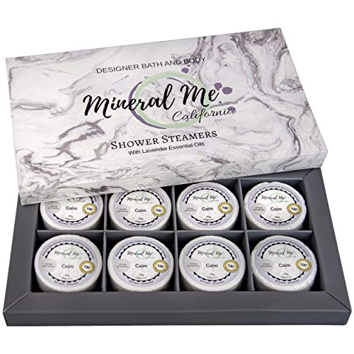 Shower Bombs Gift Set- 8 Aromatherapy Shower Steamer Vapor Tablets with Lavender Essential Oil for Vaporizing Spa Shower. Bath Bombs for Shower, Shower Melts - Gift for Men and Women Mineral Me California