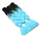 African Jumbo Braiding Synthetic Hair African Box Braids Ombre 24 Inch High Temperature Fiber Senegal Twist Braids 100g/pack 2 Tones Black/Light Blue 3 Packs Hairro Store
