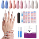 Ejiubas 500Pcs Long Press on Nails - Glossy Coffin Stick Glue on Nails Acrylic Press ons False Nails Set for Women Ballerina Fake Nail Tips Art Salon Kit with Nail Glue Nail File Ejiubas