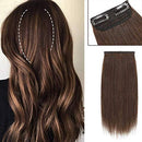 Clip In Mini Human Hair Extensions One Piece Short Straight Invisible Seamless Hairpin Hair For Thinning Hair Adding Hair Volume Natural Cushion High Hair For Men Women(10'',