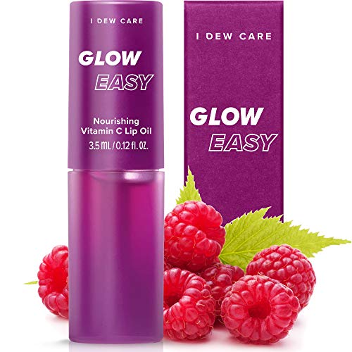 I Dew Care Lip Oil Gloss - Glow Easy | Tinted Moisturizing Jojoba Seed Oil with Vitamin C, 0.12 Fl Oz I DEW CARE