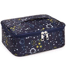 Travel Makeup Bag Large Cosmetic Bag Make up Case Organizer for Women and Girls (Blue Galaxy) Narwey