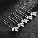 Asooll Bride Wedding Hair Pins Silver Leaf Bridal Hair Pieces Rhinestone Hair Clips for Women and Girls Asooll