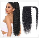 Seelaak Curly Hairpiece Wrap Around Ponytail Hair Piece with Clips Curly Human Hair Ponytail Extensions 100g/set Magic Paste Binding Pony Tail Hairpiece for Women (24inch) seelaak