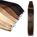 Tape In Hair Extensions Real Human Hair Invisible Seamless Skin Weft Double Side Tape Remy Human Hair Hightlight Balayage Natural Long Straight For Women (20'',30g/20pcs,
