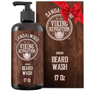 Beard Wash Shampoo w/Argan & Jojoba Oils - Softens & Strengthens - Sandalwood Scent - Beard Shampoo w/Beard Oil (17 oz Shampoo) Viking Revolution