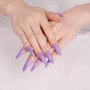 MISUD Extra Long False Nails Pure White Glossy Pointed Claw Full Cover Flake Nails Press-on Acrylic Nail Tips for Party and Prom(Purple) MISUD Store