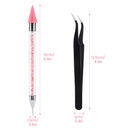 2 Pack Rhinestone Picker Dotting Pen, Dual-Ended Diamond Painting Wax Pencil Gems Crystals Picker Pen Nail Art DIY Decoration Tool with 1PCS Tweezer Yokilly