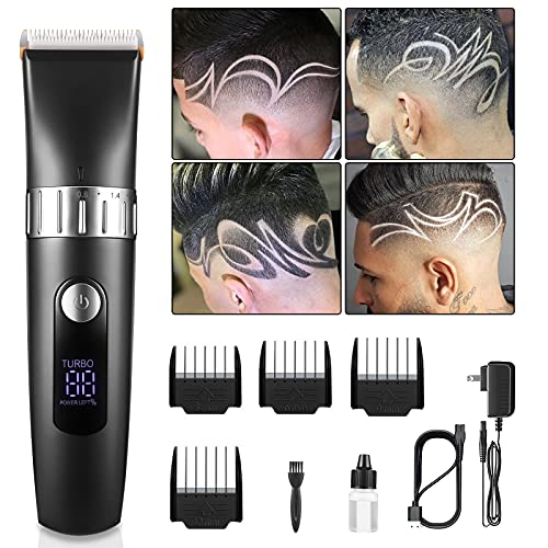 Cordless Rechargeable Hair Clipper Trimmer, 19 in 1 Pro Complete Hair Cutting Kit for Men Women Children with 9 Guide Combs, Hair Cape, Scissors, 40 Precision Length Settings, LED Display, Waterproof Himimi
