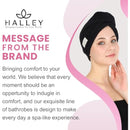 HALLEY Cotton Hair Towel Wrap (3 Packs) Super Absorbent Fast Drying Turbans for Thick, Wet Hair with Button (Black, Grey, Pink) Infinity Warehouse