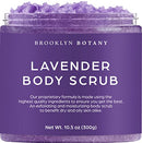Brooklyn Botany Lavender Body Scrub - Moisturizing and Exfoliating Body, Face, Hand, Foot Scrub - Fights Stretch Marks, Fine Lines, Wrinkles - Great Gifts for Women & Men - 10.5 oz Brooklyn Botany