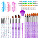 AROIC 28 Pcs Acrylic Nail Brush Set Including 7 Pcs UV Gel Nail Art Brushes, 6 Pcs 3D Nail Extension Brush, 5Pcs Double Ended Dotting Nail Pen For Nail Art DIY With White Box, colorful AROIC