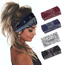 Yean Boho Wide Headbands Black Stretch Hair Bands Elastic Turbans Stylish Head Wraps for Women and Girls (Pack of 4) (Boho) Yean